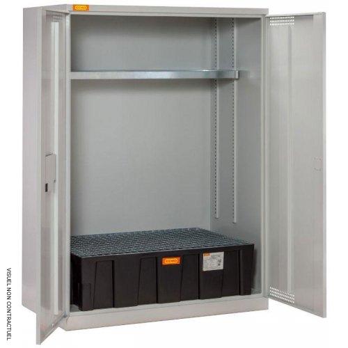 Armoire à fûts 14/20 avec bac de rétention PE 250 litres et caillebotis acier galvanisé - CEMO - Image 1