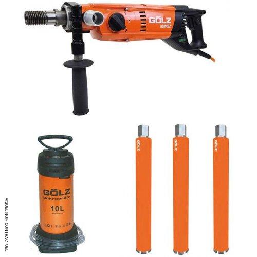 Carotteuse portable HDM22 pour carottage manuel ou sur bâti + 3 couronnes RML60 Ø 132 mm + 1 pulvérisateur 10 litres - GOLZ - Image 1