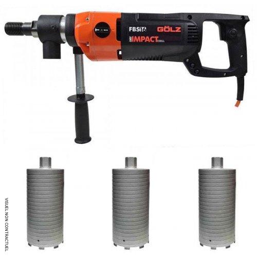 Carotteuse portable à sec FBS16 à micro percussion + 3 couronnes KT55 au choix max Ø 132 mm - GOLZ - Image 1