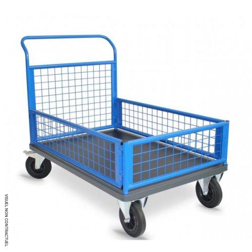 Chariot 1 dossier + 3 demi ridelles grillagé 500kg - PLANORGA - Image 1
