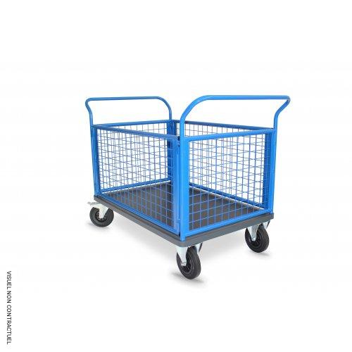 Chariot 2 dossiers + 2 ridelles grillagé 500kg - PLANORGA - Image 1