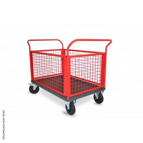Chariot 2 dossiers + 2 ridelles grillagé 650kg - PLANORGA - Image 1