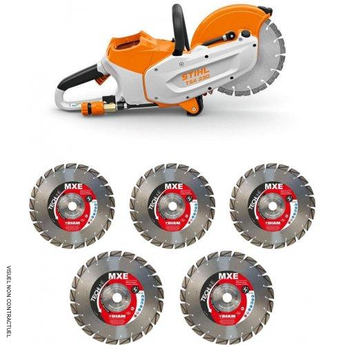 Découpeuse à batterie TSA 230 avec 5 disques diamants MXE Ø 230 mm - STIHL - Image 1