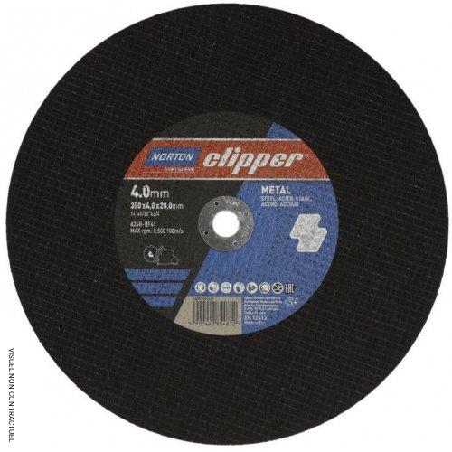 Disque de tronçonnage et d'ébarbage CLIPPER pour barres métalliques, fer à béton, tubes et treillis soudés - Ø 350 mm - NORTON CLIPPER - Image 1