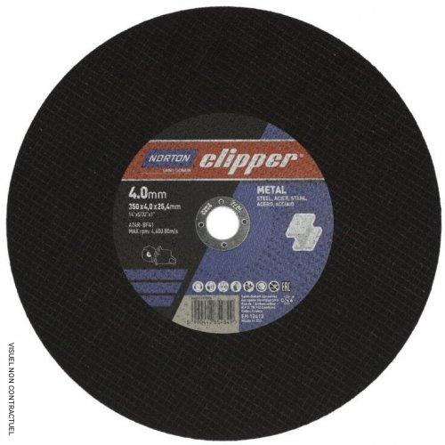 Disque de tronçonnage et d'ébarbage CLIPPER pour barres métalliques, fer à béton, tubes et treillis soudés - Ø 350 mm - NORTON CLIPPER - Image 1