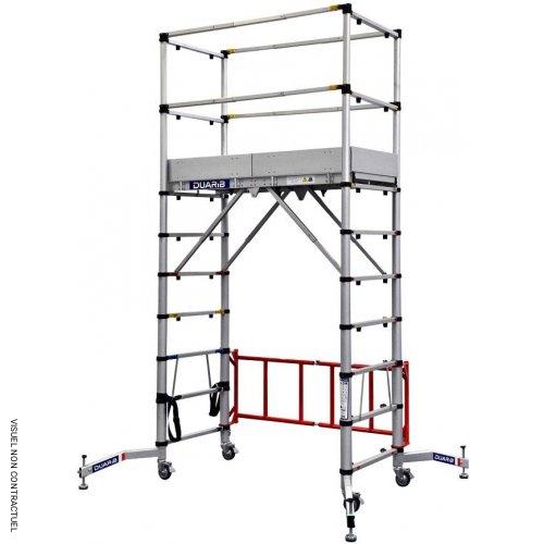 Échafaudage roulant aluminium télescopique TELETOWER 2 - Hauteur de travail&nbsp;: 3,1 à 4 m - DUARIB - Image 1