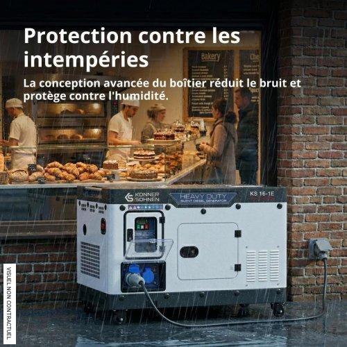 Groupe électrogène résidentiel et commercial 16 kVA insonorisé AVR KS 16-1E - KÖNNER & SÖHNEN - Image 3