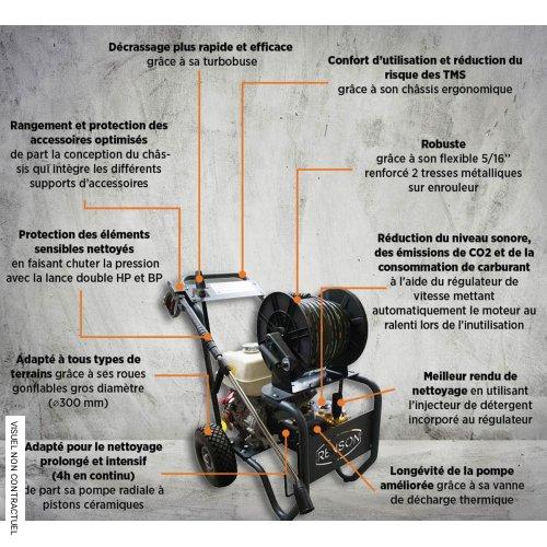 Nettoyeur haute pression BOOSTER thermique débit 12 l/min avec enrouleur - Flexible 20 m - RENSON - Image 5
