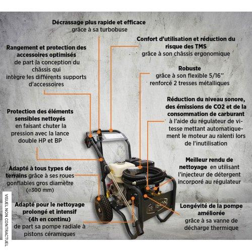 Nettoyeur haute pression BOOSTER thermique débit 15 l/min avec enrouleur - Flexible 20 m - RENSON - Image 5
