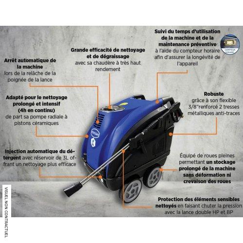 Nettoyeur haute pression TEC-1 triphasé eau chaude Total Stop 15 l/min - Flexible 20 m - RENSON - Image 2