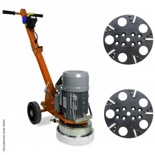 Ponceuse compacte et universelle SM250 + 2 plateaux diamant béton, colle, peinture, époxy CG250 PD PKD Ø 250 mm - GOLZ - Image 1