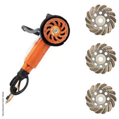 Ponceuse électrique 3,3 kW avec raccord aspirateur + 3 plateaux DS36 Ø 180 mm - GÖLZ - Image 1