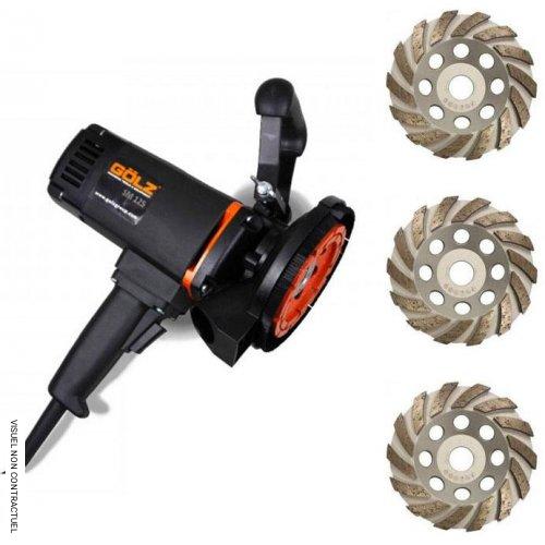 Ponceuse portable SM125 robuste + 3 plateaux de ponçage diamant DS36 béton standard Ø 125 mm - GOLZ - Image 1