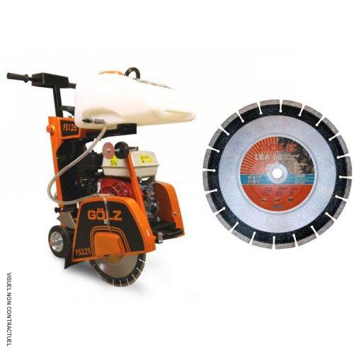 Scie à sol FS125 moteur thermique KOHLER + 1 disque mixte LBA60 Ø 350 mm - GOLZ - Image 1