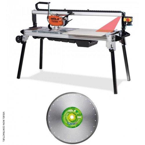 Scie de carreleur professionnelle TS250A en aluminium avec indicateur laser + 1 disque SG08 Ø 250 mm - GOLZ - Image 1