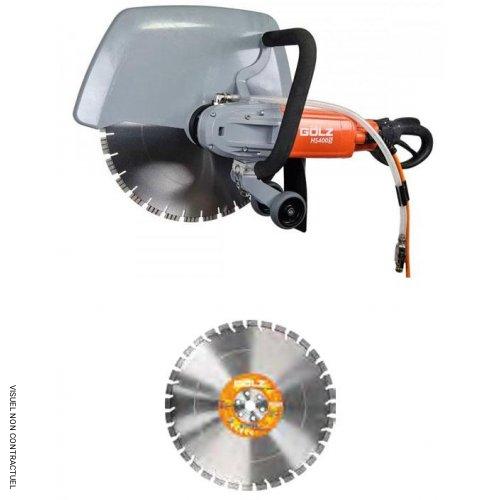 Scie électrique circulaire HS400S coupe sous arrosage ou à sec + 1 disque TS40GX Ø 400 mm - GOLZ - Image 1