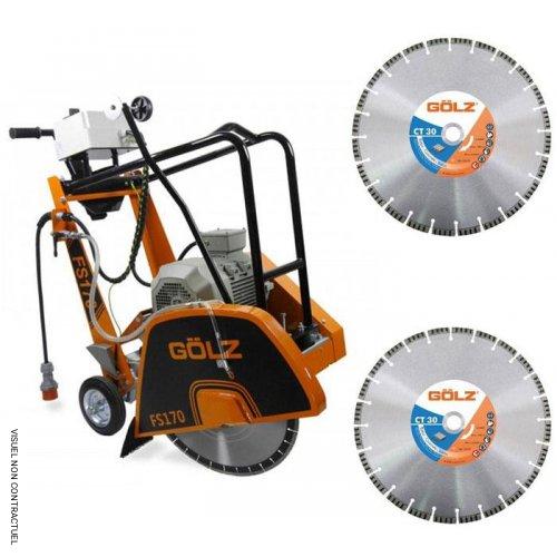 Scie à sol électrique FS170E avec moteur triphasé 5,5 kW + 2 disques CT30 Ø 500 mm - GOLZ - Image 1