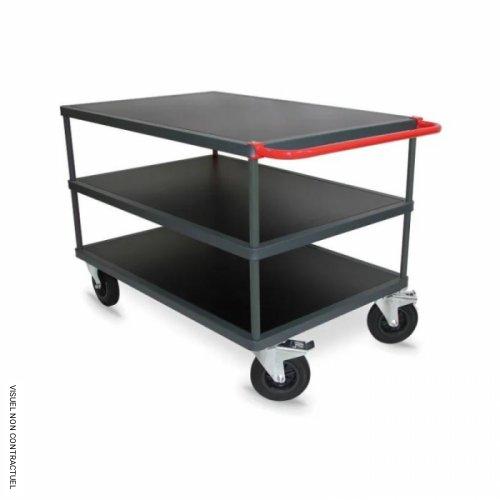 Servantes 3 plateaux bois + caoutchouc antidérapant 500 Kg ou 650 Kg - PLANORGA - Image 1