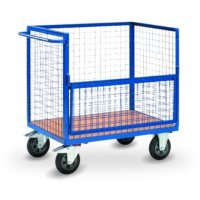 Chariot Container Grillagé Avec Panneau Rabattable - PLANORGA