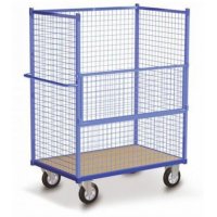 Chariot Container Grillagé Haut Avec Panneau Rabattable - PLANORGA