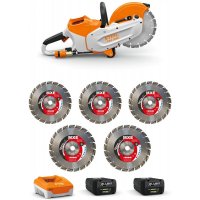Découpeuse à batterie TSA 230 avec 5 disques diamants MXE Ø 230 mm + 2 batteries et 1 chargeur - STIHL