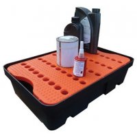 Plateau de rétention 30 litres en PE avec caillebotis amovible PE - CEMO