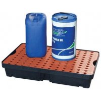 Plateau de rétention 60 litres en PE avec caillebotis amovible PE - CEMO