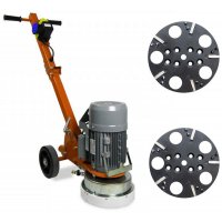 Ponceuse compacte et universelle SM250 + 2 plateaux diamant béton, colle, peinture, époxy CG250 PD PKD Ø 250 mm - GOLZ