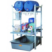 Rayonnage 400 pour 2 fûts de 60 litres ou 1 fût de 220 litres et 1 caillebotis - Pour huiles, lubrifiants - CEMO