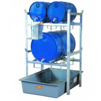 Rayonnage 400 pour 4 fûts de 60 litres ou 2 fûts de 220 litres ou 2 fûts de 60 litres et 1 fût 220 litres - Pour huiles, lubrifiants - CEMO