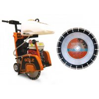 Scie à sol FS125 moteur thermique KOHLER + 1 disque mixte LBA60 Ø 350 mm - GOLZ