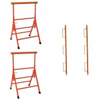 Tréteaux Professionnels Réglables Poutre Bois Livré par Paire + Garde-Corps x2 - MONDELIN