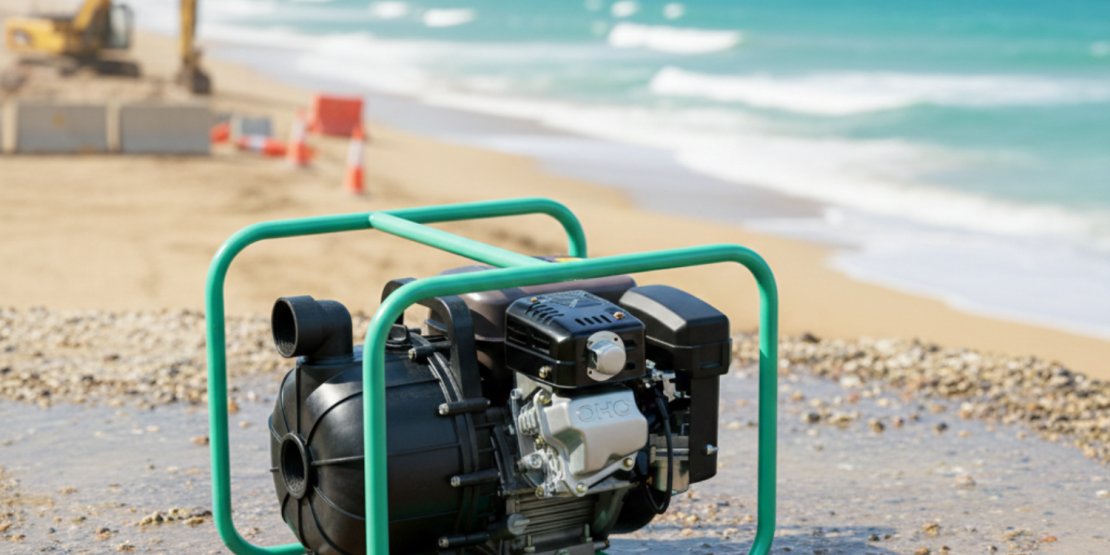Motopompe pour chantier en bord de mer