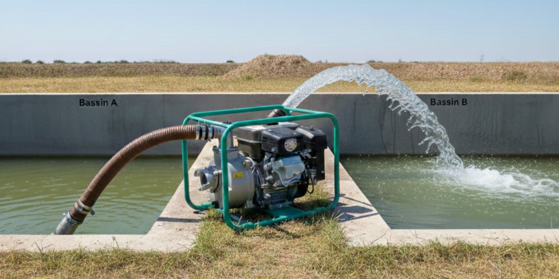 Motopompe pour transfert d'eau entre bassins
